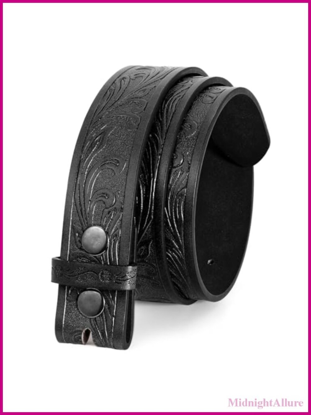Faux Leather Western Belt Strap Floral Embossed Cowboy Jeans Dress